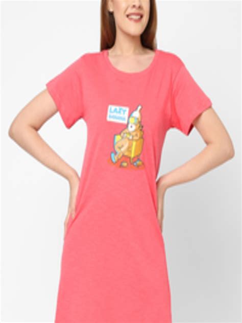 Buy Inner Sense Pink Printed Organic Cotton Nightdress Nightdress For