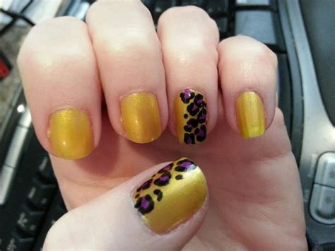 Yellow With Cheetah Accent Nail Art Nails Fun Colors