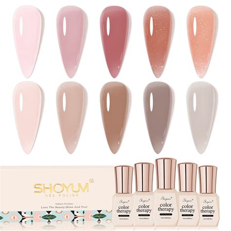 Amazon Shoyum Pcs Jelly Gel Nail Polish Set Nude Translucent Dark Skin Colors Rose Maple