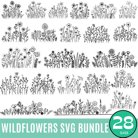 Wildblumen Svg Wilde Blume Svg Bundle Blumen Rahmen Svg Split