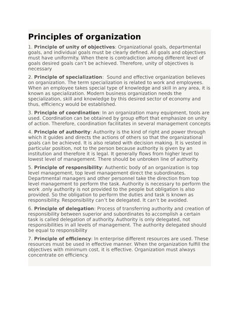 Notes Principles Of Organization Principles Of Organization Principle