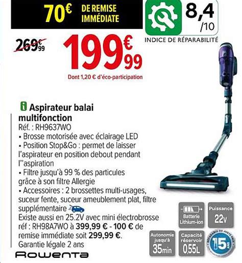 Promo Aspirateur Balai Multifonction Rowenta Chez Carrefour Icatalogue Fr