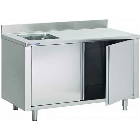 Table armoire inox centrale du chef 1 évier P 700 x H 850 mm 2 po