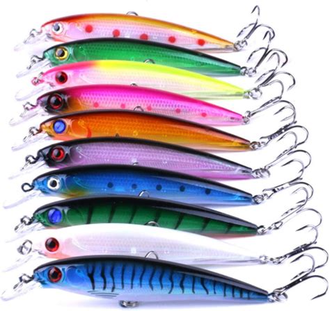 OriGlam 10 Pack Fishing Lures Hard Baits 3D Eyes Minnow Fishing Lures