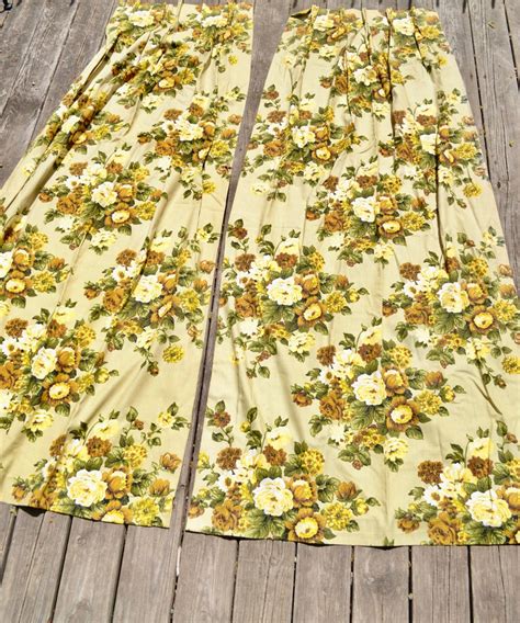 Vintage Floral Curtains Two Panels | Etsy