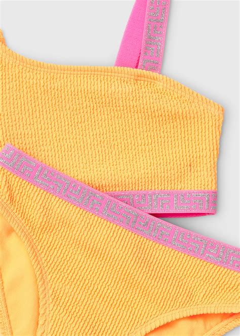 Girls Orange Lurex Tape Bikini Set Yrs Matalan
