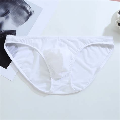 Hot Men S Sexy Ice Silk Skinny Briefs Comfy Breathable Low Waist Underwear Men Ice Silk