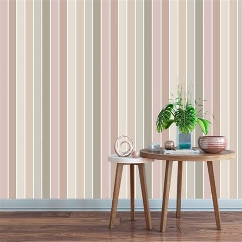 Papel De Parede Adesivo Listrado Em Tons De Nude 3 50m Shopee Brasil