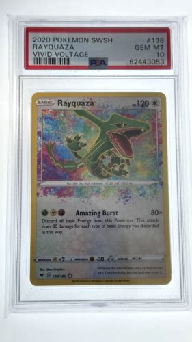 PSA 10 Rayquaza Amazing Rare 102 185 2020 Pokemon SWSH Vivid Voltage