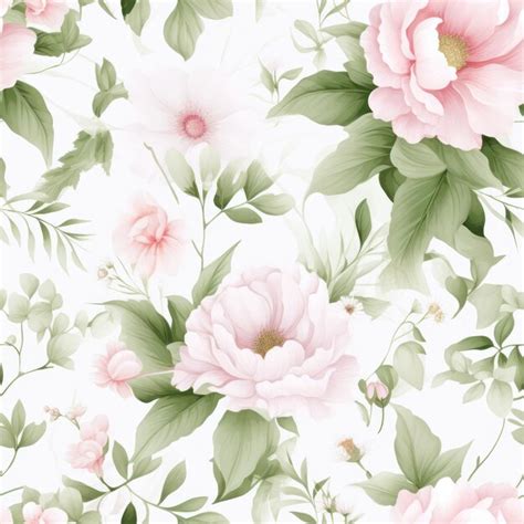 Premium Ai Image Pink Flowers Seamless Pattern