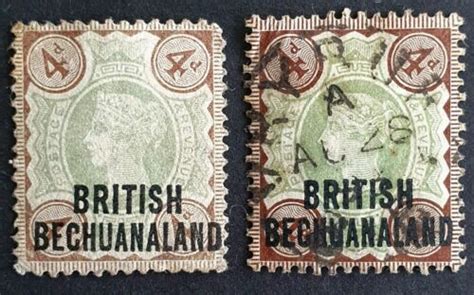 British Bechuanaland Qv Sg64 1897 4d Mint And 4d Used Overprints Ebay