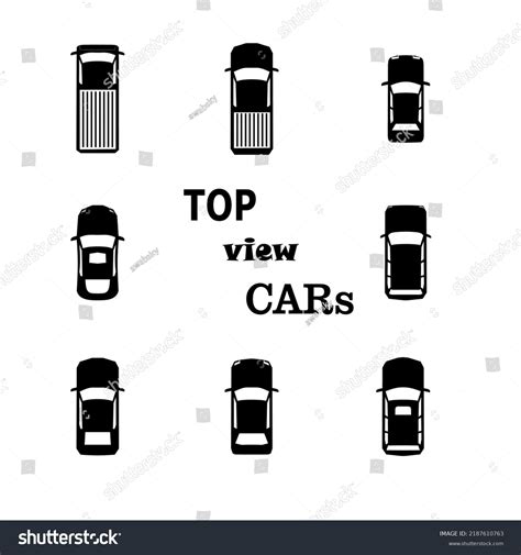 Set Top View Cars Vector Silhouette Stock Vector Royalty Free