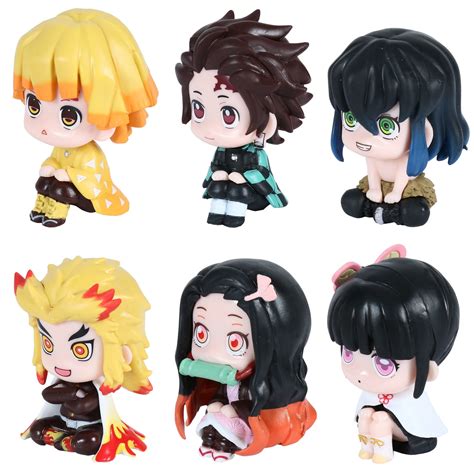 Buy Set Of 6 Demon Slayer Figures Tanjiro Nezuko Inosuke Zenitsu