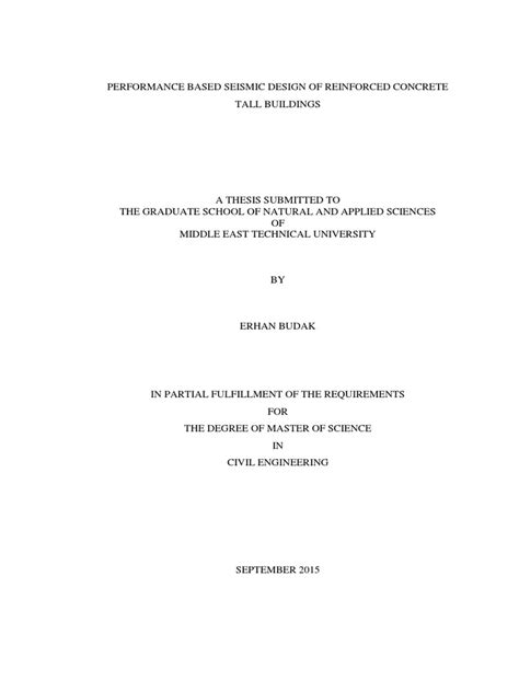 Performance Based Seismic Design Of Reinforced Concrete Tall Buildings Pdf Beam Structure