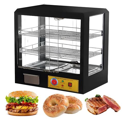 Flylapdo Hot Food Display Case 3 Tier Pastry Display Case With Lighting