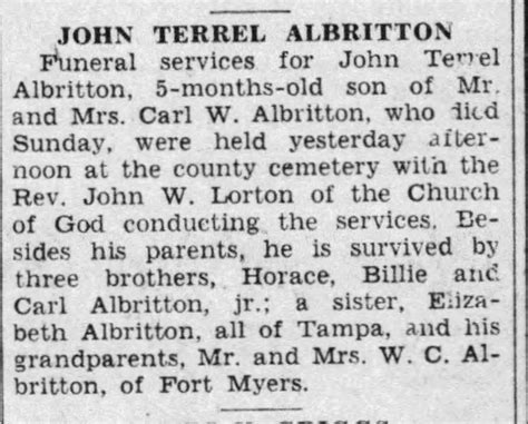 John Terrell Albritton Find A Grave Memorial