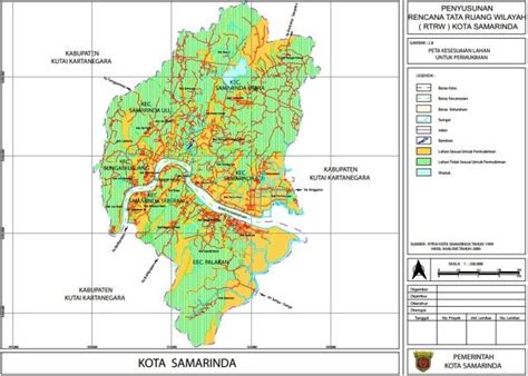map  samarinda city geography samarinda map outline serang river