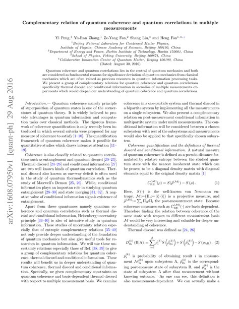 Pdf Complementary Relation Of Quantum Coherence And Quantum