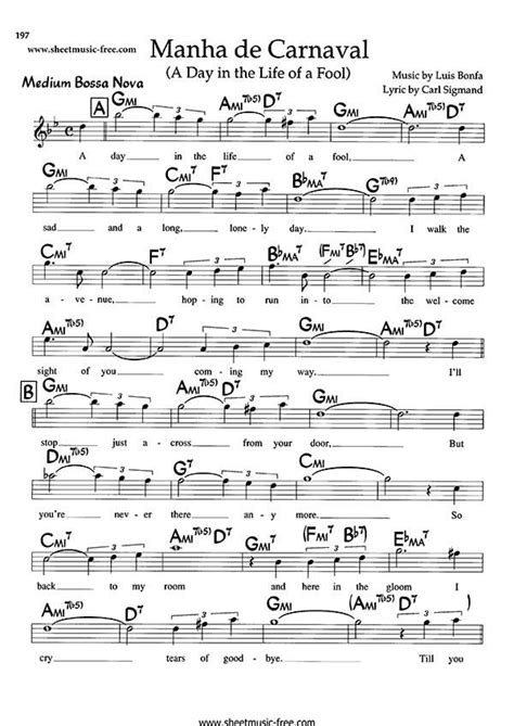 Manha De Carnaval Sheet Music Luis Bonfa Saxophone Sheet Music