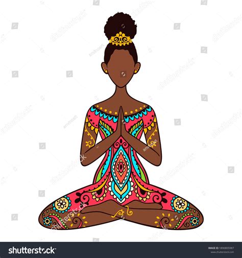 Yoga Girl African American Woman Doing Stock Vector Royalty Free