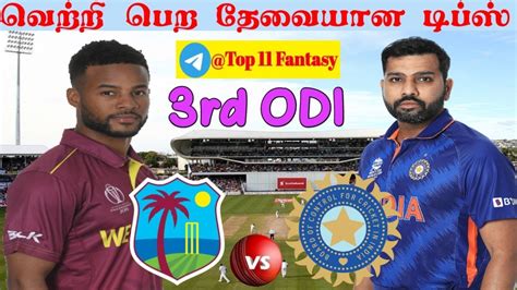 IND Vs WI 3rd ODI Match Dream11 Prediction In Tamil Dream Team