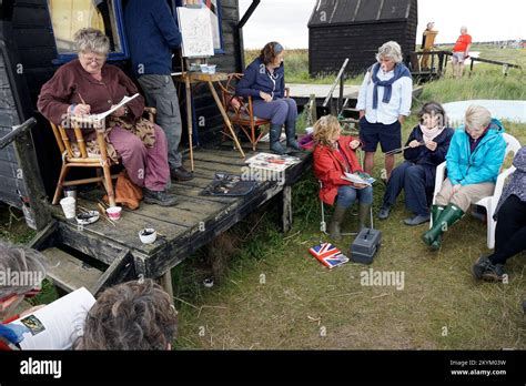 Group Of Bungay Black Dog Art Club Artists Painting At Walberswick