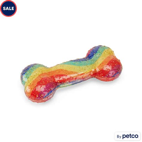 YOULY Rainbow TPR Bone Dog Toy, Small | Petco