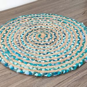 Colorful Braided Rug Bohemian Décor Indian Handmade Braided Jute Chindi