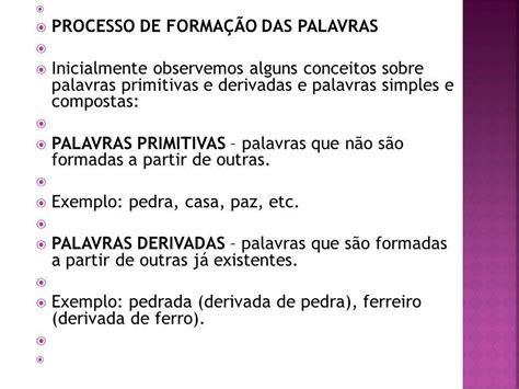 Estrutura E Processo De Forma O Das Palavras Ppt Carregar