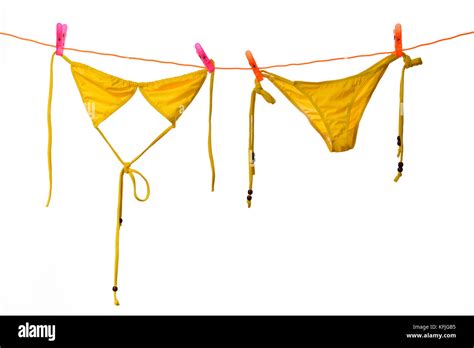 Bikini Hanging On Isolated White Background Stock Photo Alamy