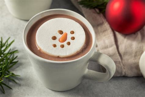 Warm Hot Chocolate With A Snowman Marshmallow Stock Photo Image Of Dessert Christmas 263033400