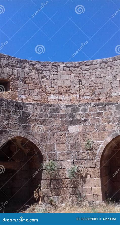 The Circular Part Of The Wall Of Arwad Castle Stock Image Image Of