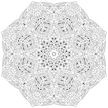 Hand Drawn Zentangle Mandala For Coloring Page Page Sketch Hand Vector