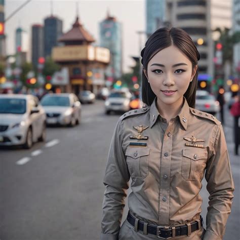 Premium Ai Image Portrait Of Beautiful Thai Asian Police Woman