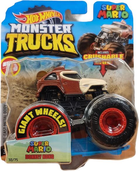 Hot Wheels Monster Trucks 1 64 Scale Super Mario Donkey Kong 30 75 Includes Crushable Car