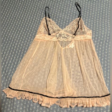 Victoria S Secret Babydoll Lingerie Light Pink And Bl Gem