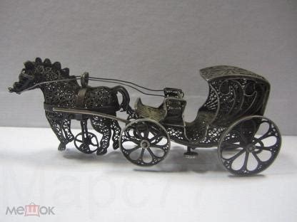 Лошадка с каретой. Детская игрушка для дворянских детей. Серебро скань ...