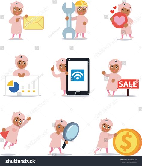 Set Character Male Naked Mole Rat Stock Vector Royalty Free Shutterstock