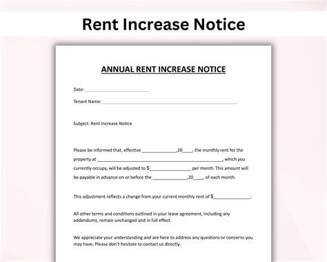 Rental Increase Notice PRINTABLE. Rental Increase Form. Rental Increase