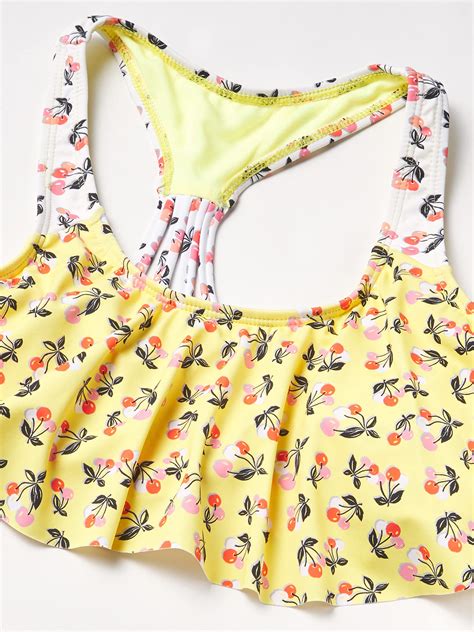 Snapklik Hobie Girls Flounce Bralette Bikini Top Side Tab Hipster Bottom Swimsuit Set