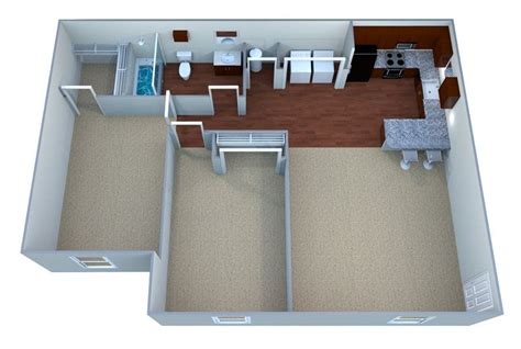 The Greens - Classic Deluxe two bedroom one bath apartment, 889 square ...