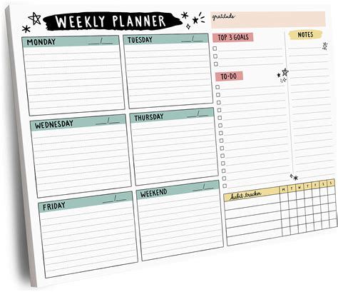 Amazon Large Weekly Planning Pad And Matching Notepad Letter