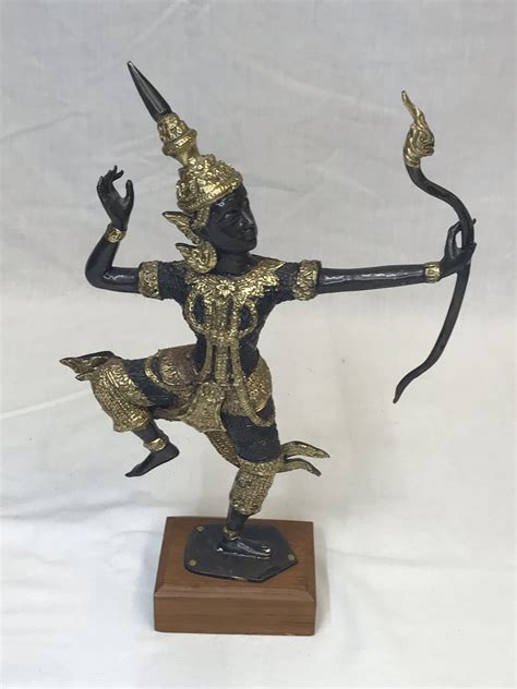 Thai Gilt Bronze Prince Phra Rama Sculpture Of Archer Treasure