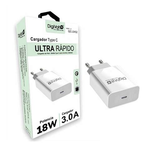 Digivolt Cargador Ultra Rápido Type C Y Usb 18 W 3.0 A Qc-2453