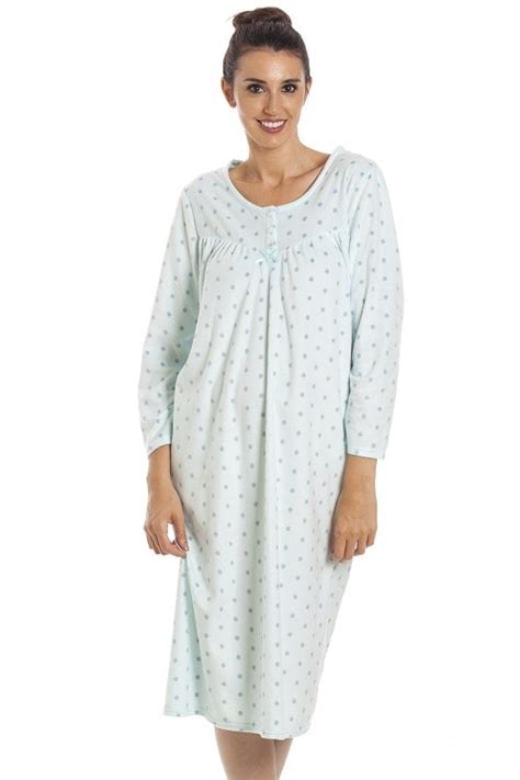 Camille Classic Long Sleeve Polka Dot Soft Fleece Nightdresses Camille From Camille Lingerie Uk