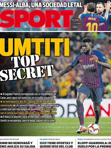 La Portada Del Diario Sport 24 12 2018