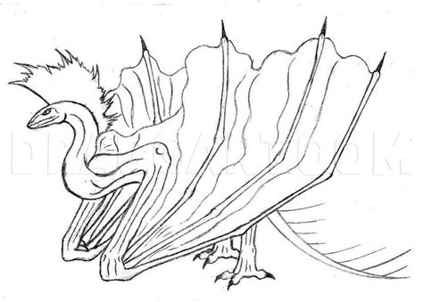 A Drawing Of A Bird With Long Wings
