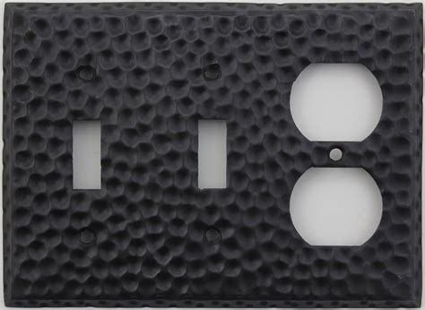 Classic Accents Hammered Matte Black Wall Plate Three Gang Two