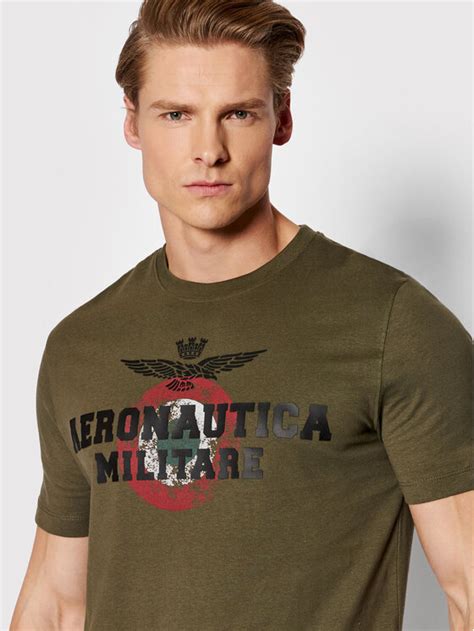 Aeronautica Militare T Shirt 221TS1843J511 Zielony Regular Fit Modivo Pl