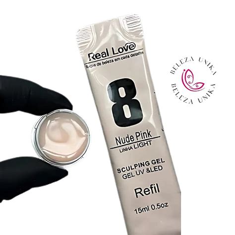 Gel sachê Real Love 8 Nude Pink 15ml Beleza Unika